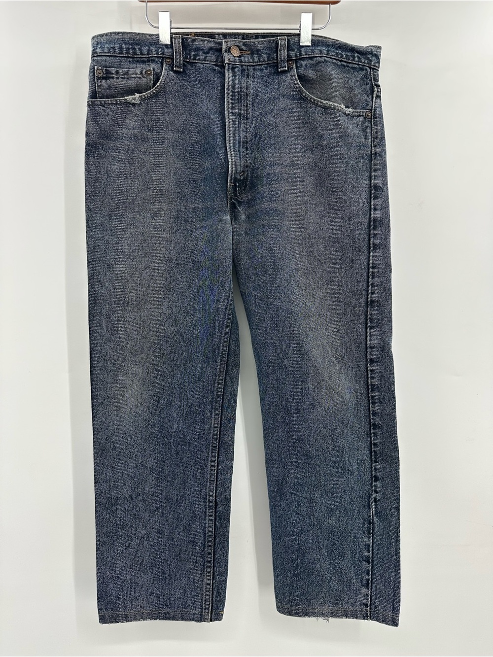 Levi's 505 Straight Jeans in Washed Black-Blue 38x30